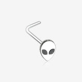 Retro Alien Head L-Shaped Nose Ring-Black