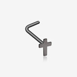 Blackline Dainty Cross Icon L-Shaped Nose Ring
