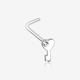 Key to My Heart Sparkle L-Shaped Nose Ring-Clear Gem