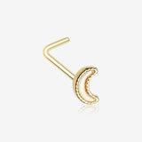 Golden Iridescent Revo Crescent Moon Sparkle L-Shaped Nose Ring