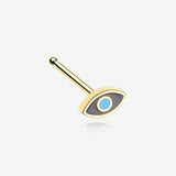 Golden Evil Eye Nose Stud Ring-Black/Teal
