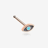 Rose Gold Evil Eye Nose Stud Ring-Black/Teal