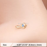 Detail View 2 of Golden Sparkle Shooting Star Nose Stud Ring-Teal