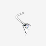 Iridescent Sparkle Geometric Triangle L-Shaped Nose Ring