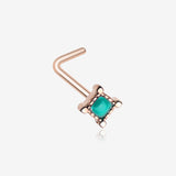 Rose Gold Vintage Turquoise Square L-Shaped Nose Ring