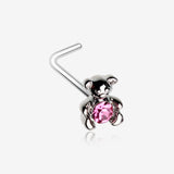 Adorable Teddy Bear Sparkle L-Shaped Nose Ring