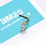 Detail View 2 of Golden Marquise Sparkle Gem Nose Stud Ring-Clear Gem