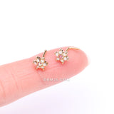Detail View 2 of Golden Opalite Rose Spring Flower Sparkle L-Shaped Nose Ring-Pink/White