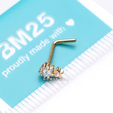 Detail View 3 of Golden Twinkle Double Star Sparkle L-Shaped Nose Ring-Clear Gem