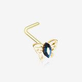 Golden Butterfly Elegance Marquise Sparkle L-Shaped Nose Ring