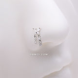 Detail View 1 of Butterfly Sparkle Dangle Gem Drop L-Shaped Nose Ring-Clear Gem