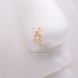 Detail View 1 of Golden Butterfly Sparkle Dangle Gem Drop L-Shaped Nose Ring-Clear Gem