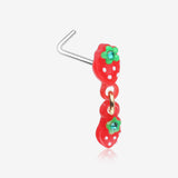 Very Berry Double Strawberry Dangle L-Shaped Nose Ring-Red