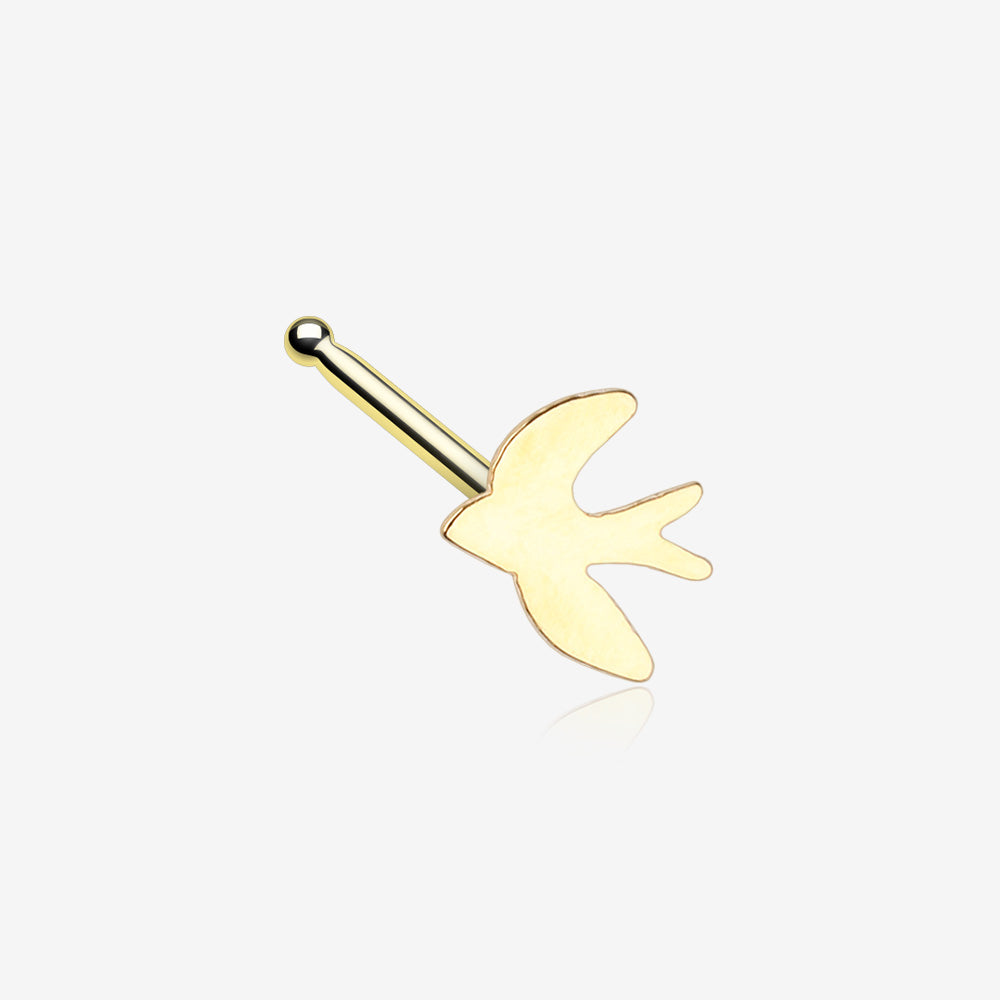 Golden Soaring Swallow Nose Stud Ring-Gold