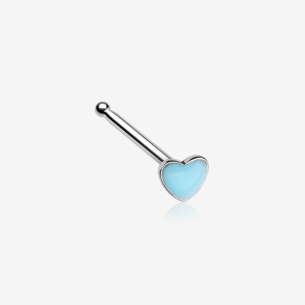 Glow in the Dark Heart Nose Stud Ring-Blue