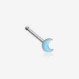 Glow in the Dark Crescent Moon Nose Stud Ring-Blue