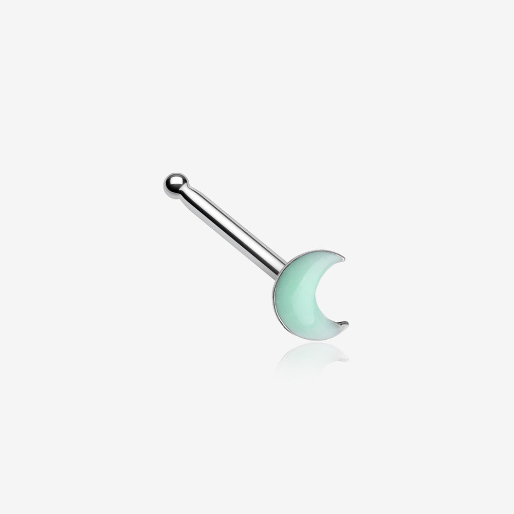 Glow in the Dark Crescent Moon Nose Stud Ring-Green