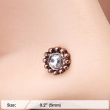 Detail View 2 of Rose Gold Aira Filigree Sparkle Icon Nose Stud Ring-Clear Gem