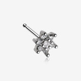 Spring Flower Sparkle Prong Set Nose Stud Ring