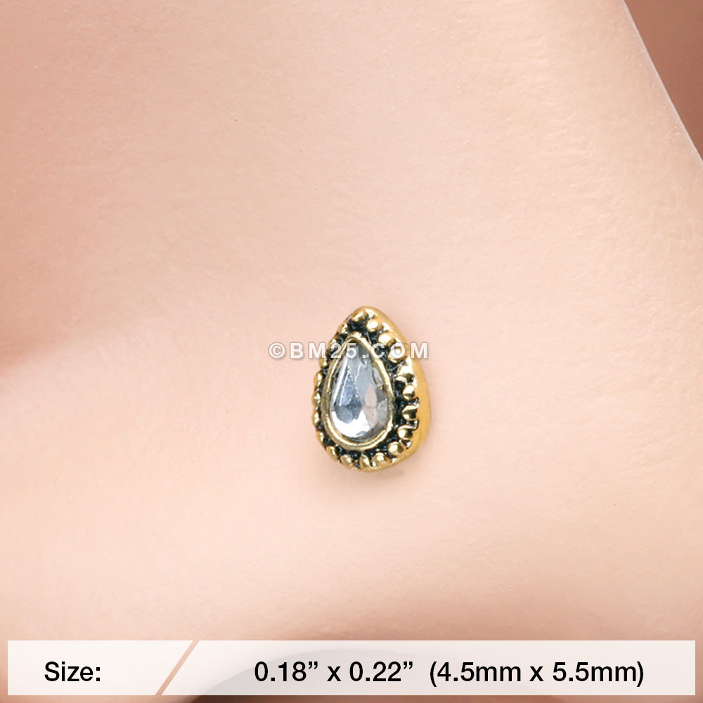 Detail View 2 of Golden Chakra Sparkle Nose Stud Ring-Clear Gem