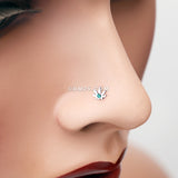 Detail View 1 of Classic Cannabis Sparkle Nose Stud Ring-Dark Green