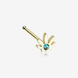 Golden Cannabis Sparkle Nose Stud Ring