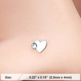 Detail View 2 of Adorable Heart Sparkle Nose Stud Ring-Clear Gem