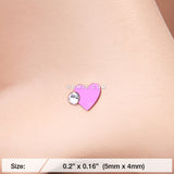 Detail View 2 of Colorline Adorable Heart Sparkle Nose Stud Ring-Purple/Clear