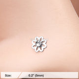 Detail View 2 of Daisy Breeze Sparkle Nose Stud Ring-Clear Gem