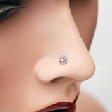 Detail View 1 of Colorline Daisy Breeze Sparkle Nose Stud Ring-Rainbow/Clear