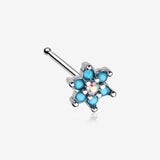 Spring Flower Turquoise Sparkle Nose Stud Ring