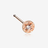 Rose Gold Swirlesque Sparkle Gem Nose Stud Ring