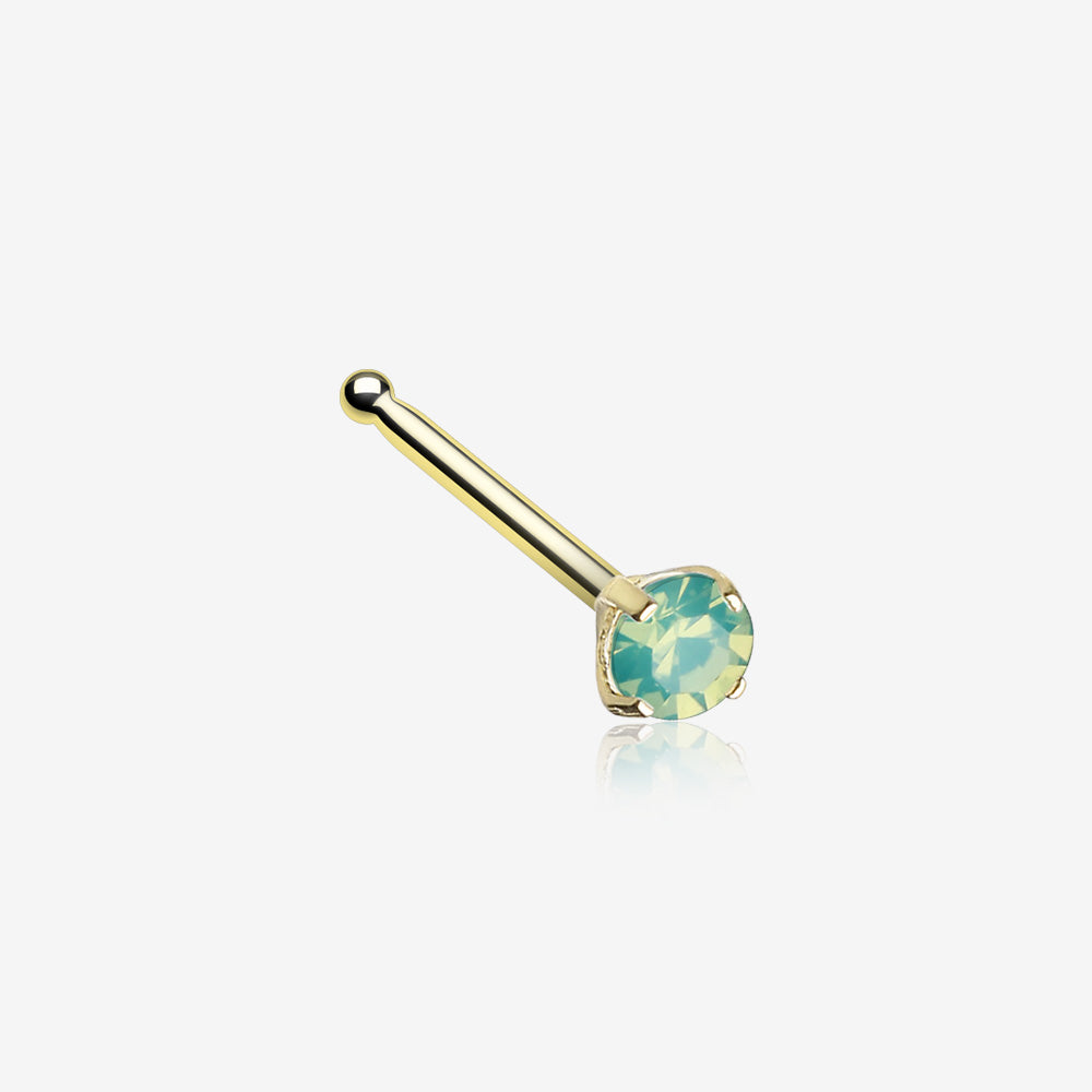 Golden Opalite Sparkle Prong Set Nose Stud Ring-Pacific Opal