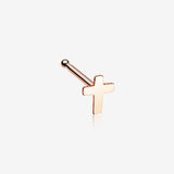 Rose Gold Dainty Cross Icon Nose Stud Ring