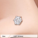 Detail View 2 of Snowflake Extravagant Sparkle Nose Stud Ring-Clear Gem
