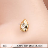 Detail View 2 of Golden Bali Avice Teardrop Sparkle Nose Stud Ring-Clear Gem