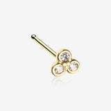 Golden Sparkle Trinity Nose Stud Ring