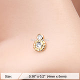 Detail View 2 of Golden Steampunk Sparkle Gear Nose Stud Ring-Clear Gem