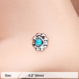 Detail View 2 of Bali Flower Turquoise Nose Stud Ring-Turquoise