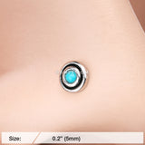 Detail View 2 of Tribal Circle Turquoise Nose Stud Ring-Turquoise