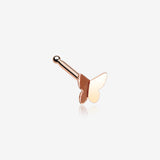 Rose Gold Dainty Butterfly Icon Nose Stud Ring