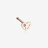 Rose Gold Dainty Pretzel Heart Icon Nose Stud Ring