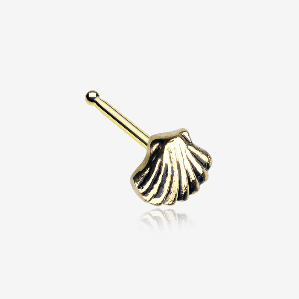 Golden Ariel's Shell Icon Nose Stud Ring-Gold - BM25.com