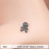 Detail View 2 of Blackline Pirate Skull L-Shaped Nose Ring-Black