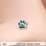 Detail View 2 of Adorable Paw Print L-Shaped Nose Ring-Steel
