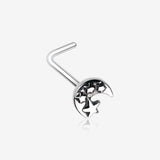 Dainty Crescent Moon & Stars L-Shaped Nose Ring-Steel