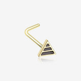 Golden Triple Black Stripe Triangle L-Shaped Nose Ring