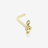 Golden Treble Clef Music Note L-Shaped Nose Ring