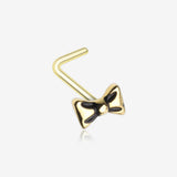 Golden Adorable Dainty Bow-Tie L-Shaped Nose Ring