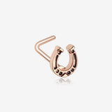 Rose Gold Lucky Horseshoe L-Shaped Nose Ring